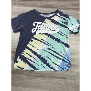 Justice Girls Tie Dye Graphic T Shirt Cropped Short Sleeve Top Size S